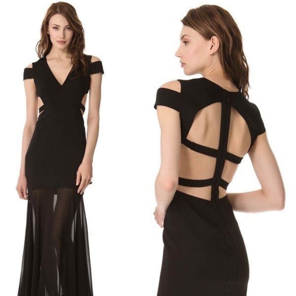 BCBGMAXAZRIA BLACK AVA CUTOUT GOWN NWT Size 4